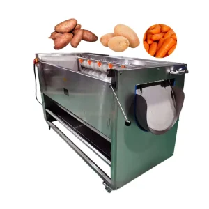 Automatic Carrot Cassava Washer Brush Roller Washing Tumeric Ginger Irish Potato and Onion Washing Peeling Cleaning Machine