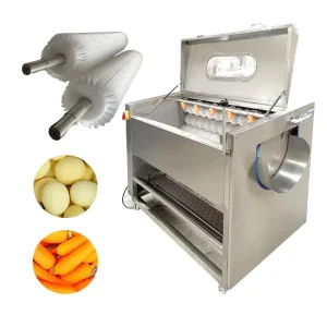 Automatic Commercial Stainless Steel High Efficiency Ginger Taro Sweet Potato Washer Peeler Potato Carrot Onion Brush Washing