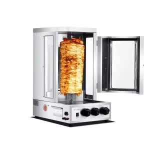 Automatic Counter Top Shwarma Machine Vertical Rotisserie Oven Grill Kebab LP Gas Cooker Rotating Oven Bread Shawarma Burner