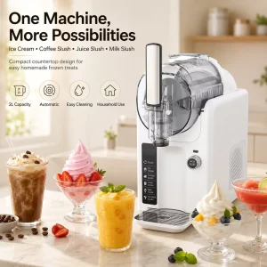 Automatic Countertop Slush Machine Soft Ice Cream Maker for Frozen Coffee Juice Milkshakes Cocktails and Frozen Dessert Making