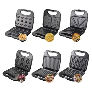 Automatic Detachable Non stick Coating Press Mini Waffle Makers Machine 750W Waffle Iron 6 in 1 Toaster Sandwich Maker Grill