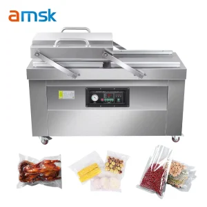 Automatic Double Chamber Flat Vacuum Sealer Plastic Bag Vacuum Packaging Machine for Food Meat