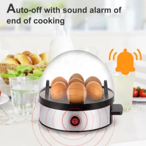 Automatic Egg Cooker 6-Egg Capacity Precise Temperature Control Electric Soft Hard Auto Shut-Off Household Plastic