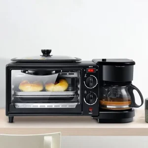 Automatic Electric 3 in 1 Breakfast Maker with Coffee Maker Frying Pan and Toaster Oven for Household Use