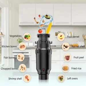 Automatic Electric 375W Household Continuous Food Waste Disposer Silencer Technology Quiet 0.5 HP Stainless Steel Kitchen