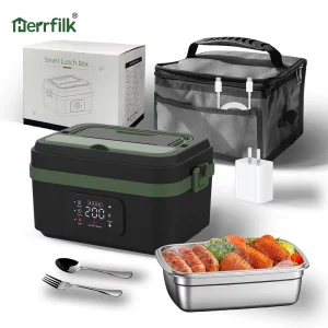 Automatic Electric Lunch Box with LED Display Rechargeable Portable Food Warmer for Household Car Use
