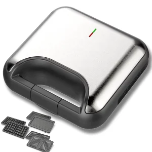 Automatic Electric Mini Belgian Waffle Maker Rechargeable 3 Layer Non Stick Coating Interchangeable Plates Energy Efficient
