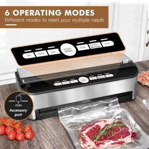 Automatic Electric Stainless Steel Portable Vacuum Food Sealer Overheating Protection Built In Cutter 9L Capacity LED Indicator