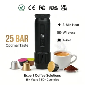 Automatic Espresso Coffee Machine Battery Powered Compact Portable Car Compatible French Coffee Maker Office Desk Hotel Room