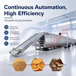 Automatic Food Grade SUS304 Mesh Belt Dryer Dehydrator Machine for Herbs Vegetables Fruits Spices with Gas Steam Heat Pump