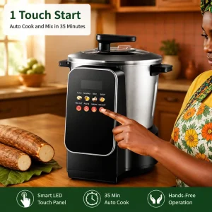 Automatic Fufu Machine 6L 900W Smart Touch Swallow Maker Electric Fufu Pounding Machine Home Restaurant