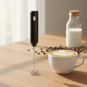 Automatic Milk Foam Maker USB Rechargeable Milk Frother Electric Egg Beater with Two Whisk