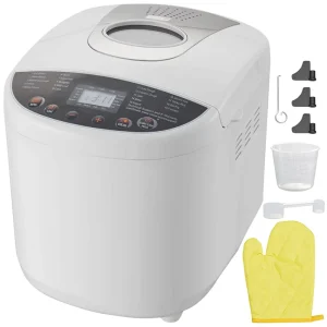 Automatic Nonstick Ceramic Pan Bread Maker for Household Use Gluten Free & Other Baked Goods 2 Lb Capacity 19 Functions
