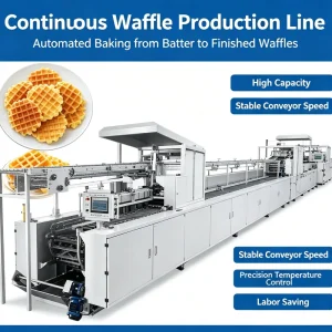 Automatic Oil Spraying Uniform Coating Make Waffle Surface Golden and Attractive Looking Waffle Production Line