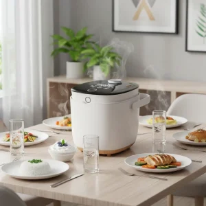 Automatic Rice Cooker 2L Capacity Digital LED Display Non Stick Coating Inner Pot Timer Function Plastic Housing