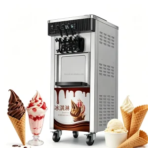 Automatic Stainless Steel Soft Ice Cream Maker Machine with Fruit & Milk Options High Capacity Commercial Use