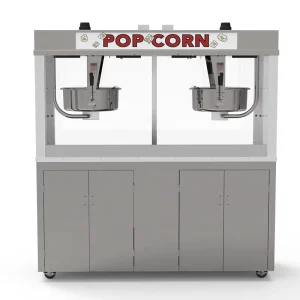 Automatic Twin Pots 32oz Silver Stainless Steel High Productivity Cinema Popcorn Maker 9.5KW Power