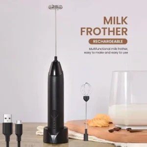 Automatic USB Rechargeable Milk Frother with Rechargeable Storage Base Electric Handheld Stainless Steel Foam Maker