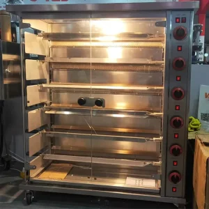 Automatic Vertical Gas Rotisserie Chicken Roaster Oven Grill Machine Barbecue Spare Parts Stainless Steel LPG NG