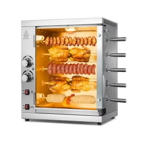 Automatic Vertical Stainless Steel Gas Rotisserie Chicken Roaster Oven Grill Machine Kebab Barbecue Free Spare Parts