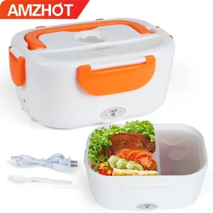 B10 0850 110V 220V Food Warmer Plastic Container Heated Electric Lunch Box with 2 Compartments Inner for Home Use