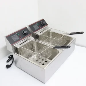 BAOKANG Commercial Kitchen Restaurant Catering Equipment Chicken Potato Double Tank Fat Electric Deep Fryer 2.5KW 1 Year