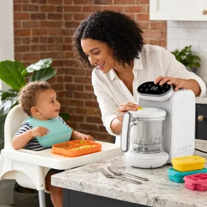 BAPHIYA 6 in 1 Baby Food Processor Blender Electric BPA Free Stainless Steel Portable Household Steam Cook Mix Chop Puree