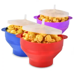 BPA Free Collapsible Silicone Microwave Popcorn Maker with Lid Party Use Kitchen Gadget