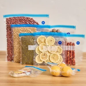 BPA Free PE Recyclable Food Saver Vacuum Sealer Bag Durable Reusable Custom Size Zipper Top Rice Storage Embossing Fertilizer