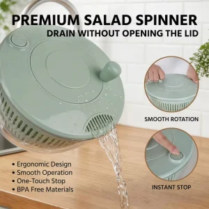 BPA Free Plastic Salad Spinner Vegetable Washer and Dryer with Drain for Home Kitchen