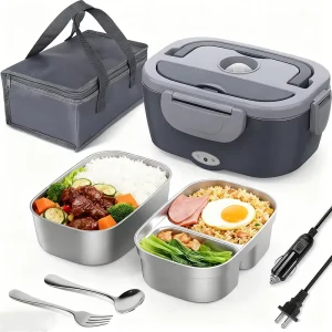 BPA Free Stainless Steel Lunch Box with PP Lid Flatware Set and Heatable Design Portable Work Dining Storage