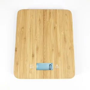 BSCI 15 kg Digital Kitchen Scale with Timer Natural Bamboo Platform Laser logo Factory