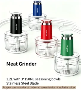 Baby Food Processor 1.2L Glass Bowl Electric Meat Grinder Multi Blades for Garlic Peeling Vegetable Chopping Dough Kneading