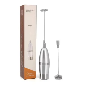 Battery Operated Handheld Milk Frother Stainless Steel Whisk for Coffee Cappuccino