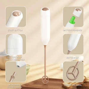 Battery Operated Single Coil Whisk Head Electric Coffee Frother Portable Frother Wand Drink Mixer for Matcha Milk Frother