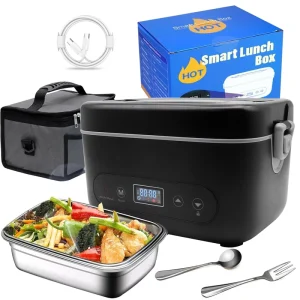 Battery Powered Electric Lunch Box 12000mAh Ultra long Life Portable Food Warmer with Safety Lock for Office Travel