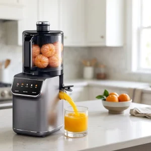 Big Mouth Stainless Steel Slow Juicer Electric Masticating Juice Extractor Cold Press Household 1.9L Capacity