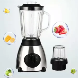 Black Commercial Electric Blender 5 Speeds 300W Power Glass Housing Stand Table Easy Cleaning Portable Design for Household Use