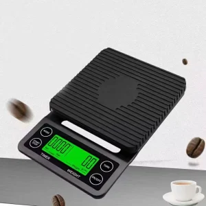 Black Digital Kitchen Scale 1G LCD Electronic Weighting Coffee Scale with Timer and Lid