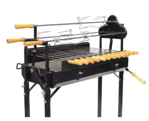 Black Heavy Duty Cyprus Spit Original Cypriot Souvla BBQ Grill Rotisserie for Parties