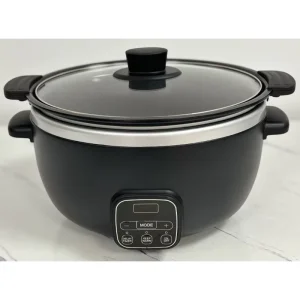 Black Large Capacity Electric Slow Cooker 6-10L Programmable Keep Warm Delay Timer Glass Lid for Family Cooking Homeuse