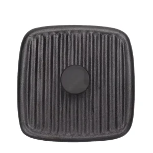 Black Square Pre Seasoned Cast Iron Griddle Press Portable Heat Resistant Works with Grill Pan for Meat Burgers Bacon Steak