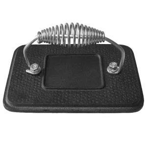 Black Square Pre Seasoned Cast Iron Griddle Press Portable and Heat Resistant Works with Grill Pan for Meat Fish Bacon Steak