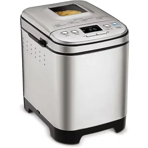 Bread Maker Machine Compact and Automatic Customizable Settings up to 2lb Loaves Silver Black