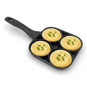 Breakfast Cooker Flat Bottom Frying Pan Fired Egg Pot Hamburger Maker Aluminium Egg Pan 4 Holes Baking Pan