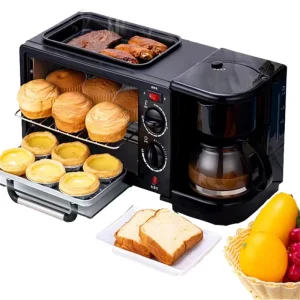 Breakfast Maker Fried Egg Toaster Food Warmer Grill Oven All in One BBQ 3 in 1