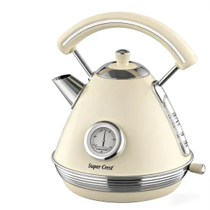 British Retro Stainless Steel Electric Kettle 2200W 1.7L Automatic Shut-Off Cordless Keep Warm Tea Infuser for Household Hotel