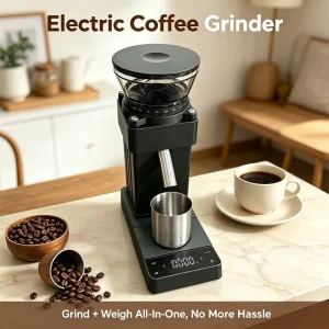 Built in Battery Scale Touchscreen Stainless Steel 41mm Conical Burr Auto Home Outdoor Office Cafe Use 110v 220v Coffee Grinder