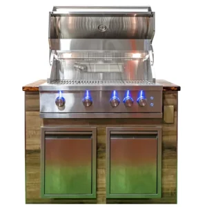 Built in Gas Grill Outdoor Kitchen BBQ Island Stainless Steel Built in Gas Grill with LED and Rotisserie