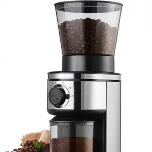 Burr Coffee Grinder Electric Conical Bean Grinder 30 Adjustable Grind Settings 2-12 Cups Stainless Steel Silver Portable